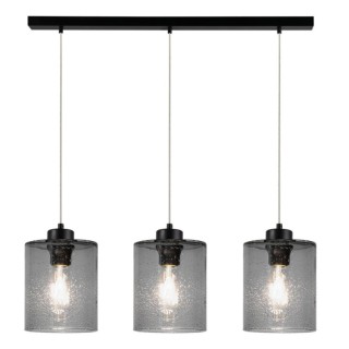 Suspension en Métal Noir et Verre fumé ,3xE27 Max.60W,ZEFIR,111870304