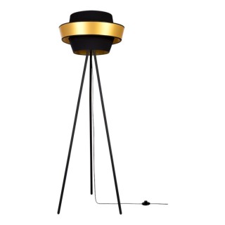 Lampadaire en Métal Noir et Tissu Doré-Noir ,1xE27 Max.40W,PRETO GOLD,12630104