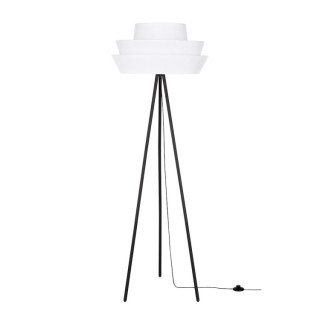 Lampadaire en Métal Noir et Tissu Blanc ,1xE27 Max.40W,AMAR,12650104