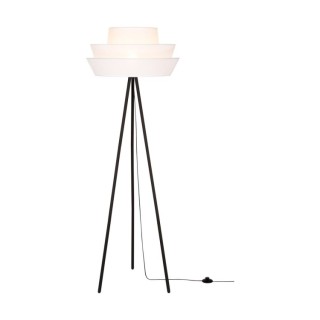 Lampadaire en Métal Noir et Tissu Blanc ,1xE27 Max.40W,AMAR,12650104