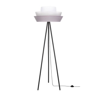 Lampadaire en Métal Noir et Tissu Graphite-Rose-Blanc ,1xE27 Max.40W,AMAR,12670104