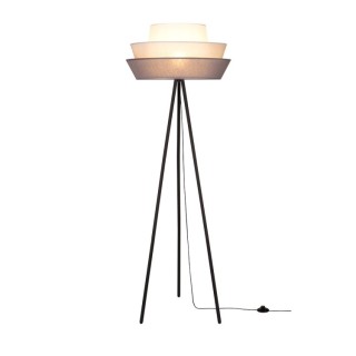 Lampadaire en Métal Noir et Tissu Graphite-Rose-Blanc ,1xE27 Max.40W,AMAR,12670104