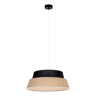 Suspension en Métal Noir et Tissu Noir-Beige ,1xE27 Max.60W,JUTE,150150104