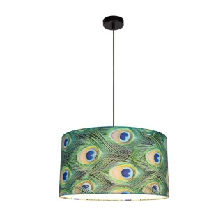 Suspension en Métal Noir et Tissu Multicolore ,1xE27 Max.60W,VERT,15089104