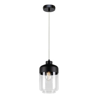 Suspension en Métal Noir et Verre Noir-Transparent ,1xE27 Max.60W,AMARETTO,15790104