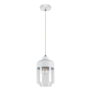 Suspension en Métal Blanc et Verre Blanc-Transparent ,1xE27 Max.60W,AMARETTO,15800102