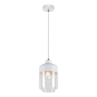 Suspension en Métal Blanc et Verre Blanc-Transparent ,1xE27 Max.60W,AMARETTO,15800102