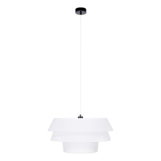 Suspension en Métal Noir et Tissu Blanc ,1xE27 Max.60W,AMAR,160950104