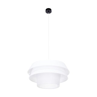 Suspension en Métal Noir et Tissu Blanc ,1xE27 Max.60W,AMAR,160950104