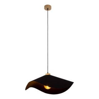 Suspension en Bois de Chêne Huilé et Tissu Noir ,1xE27 Max.40W,HATTU,1615119174