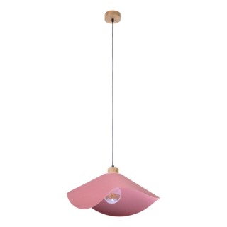 Suspension en Bois de Chêne Huilé et Tissu Rose ,1xE27 Max.40W,HATTU,1615519174