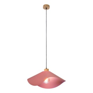 Suspension en Bois de Chêne Huilé et Tissu Rose ,1xE27 Max.40W,HATTU,1615519174