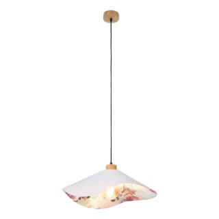 Suspension en Bois de Chêne Huilé et Tissu Gris-Multicolore ,1xE27 Max.40W,HATTU FLORAL,1615719174