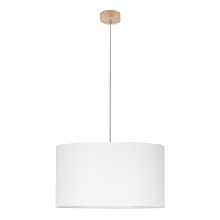 Suspension en Bois de Chêne Huilé et Tissu Blanc ,1xE27 Max.60W,DOVE,16380174