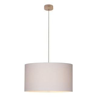 Suspension en Bois de Chêne Huilé et Tissu Blanc ,1xE27 Max.60W,DOVE,16380174