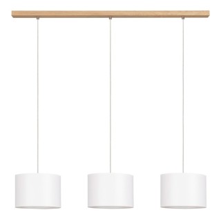 Suspension en Bois de Chêne Huilé et Tissu Blanc ,3xE27 Max.40W,DOVE,16380374