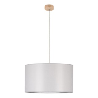 Suspension en Bois de Chêne Huilé et Tissu Gris ,1xE27 Max.60W,DOVE,16390174