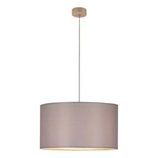 Suspension en Bois de Chêne Huilé et Tissu Gris ,1xE27 Max.60W,DOVE,16390174