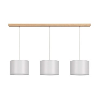 Suspension en Bois de Chêne Huilé et Tissu Gris ,3xE27 Max.40W,DOVE,16390374