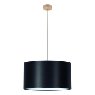 Suspension en Bois de Chêne Huilé et Tissu Noir ,1xE27 Max.60W,DOVE,16400174