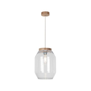 Suspension en Bois de Chêne Huilé et Verre Transparent ,1xE27 Max.60W,VASO,169010174