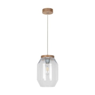 Suspension en Bois de Chêne Huilé et Verre Transparent ,1xE27 Max.60W,VASO,169110174