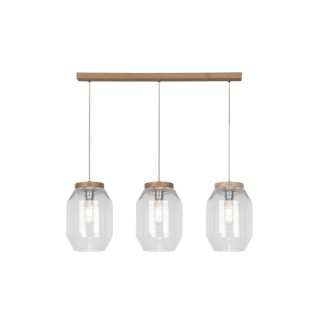 Suspension en Bois de Chêne Huilé et Verre Transparent ,3xE27 Max.60W,VASO,169110374