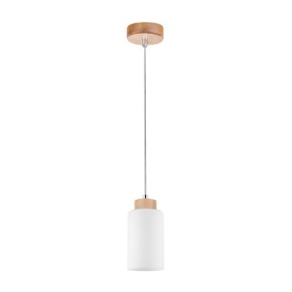 Suspension en Bois de bouleau et Verre Blanc ,1xE27 Max.60W,BOSCO,1720160