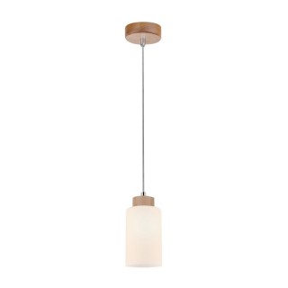 Suspension en Bois de bouleau et Verre Blanc ,1xE27 Max.60W,BOSCO,1720160