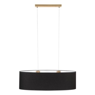 Suspension en Bois de Chêne Huilé et Tissu Noir ,2xE27 Max.40W,DOVE,17400274