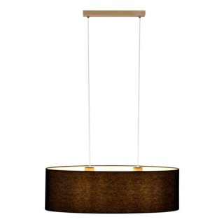 Suspension en Bois de Chêne Huilé et Tissu Noir ,2xE27 Max.40W,DOVE,17400274