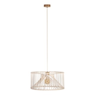 Suspension en Bois de Chêne Huilé et Macramé couleur Crème ,1xE27 Max.15W Led,REVE,184417174