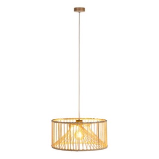 Suspension en Bois de Chêne Huilé et Macramé couleur Crème ,1xE27 Max.15W Led,REVE,184417174