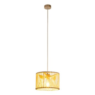 Suspension en Bois de Chêne Huilé et Macramé couleur Crème ,1xE27 Max.15W Led,REVE,184617174