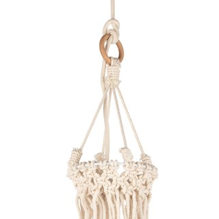 Suspension en Bois de Chêne Huilé et Macramé couleur Crème ,1xE27 Max.15W Led,SAMBA,18717174