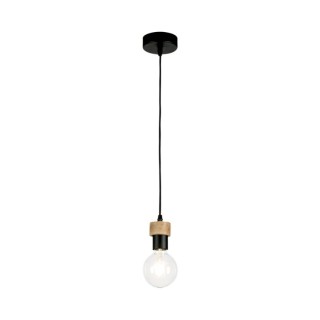 Suspension en Métal Noir et Bois de Chêne Huilé ,1xE27 Max.60W,CLARTE,3271104