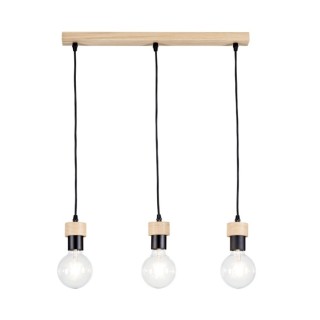 Suspension en Bois de Chêne Huilé et Métal Noir ,3xE27 Max.60W,CLARTE,3274374