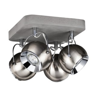 Plafonnier en Béton Gris et Métal Satiné ,Incl.4xGU10 Max.5W,BALL CONCRETE,5131436