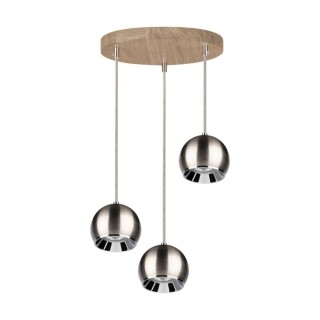 Suspension en Bois de Chêne Huilé et Métal Satiné ,Incl.3xGU10 Max.6W,BALL WOOD,5141374R