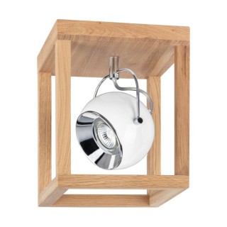 Plafonnier en Bois de Chêne Huilé et Métal Blanc ,Incl.1xGU10 Max.6W,ROY,5222174