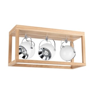 Plafonnier en Bois de Chêne Huilé et Métal Blanc ,Incl.3xGU10 Max.5W,ROY,5222374