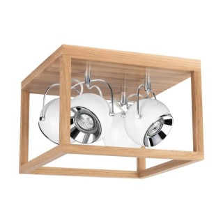 Plafonnier en Bois de Chêne Huilé et Métal Blanc ,Incl.4xGU10 Max.6W,ROY,5222474