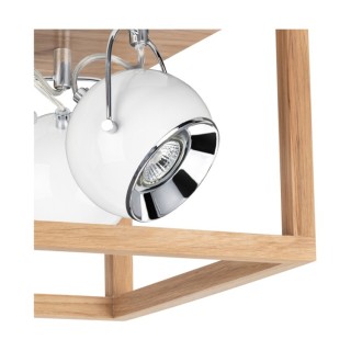 Plafonnier en Bois de Chêne Huilé et Métal Blanc ,Incl.4xGU10 Max.6W,ROY,5222474