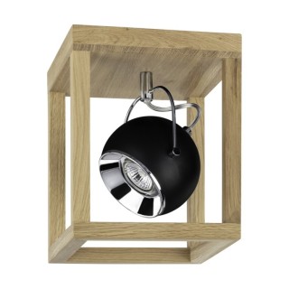 Plafonnier en Bois de Chêne Blanchi et Métal Noir ,Incl.1xGU10 Max.6W,ROY,5224174