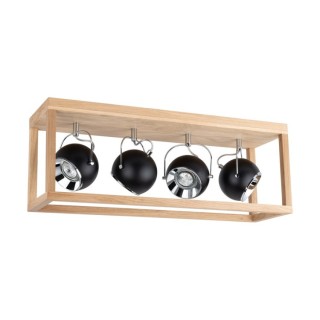 Plafonnier en Bois de Chêne Blanchi et Métal Noir ,Incl.4xGU10 Max.5W,ROY,5224474L