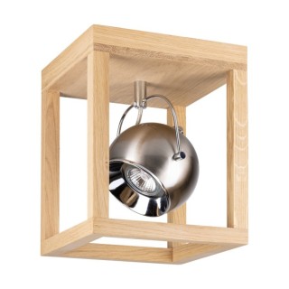 Plafonnier en Bois de Chêne Huilé et Métal Satiné ,Incl.1xGU10 Max.6W,ROY,5227174