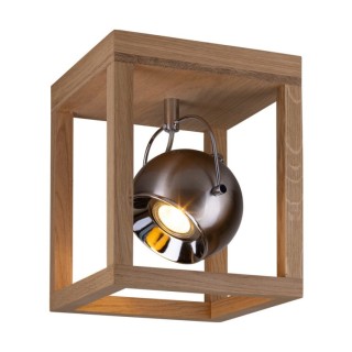 Plafonnier en Bois de Chêne Huilé et Métal Satiné ,Incl.1xGU10 Max.6W,ROY,5227174