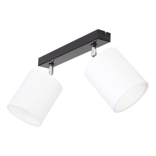 Plafonnier en Métal Noir-Chromé et Tissu Blanc ,2xE27 Max.25W,APRILLIA,56744204