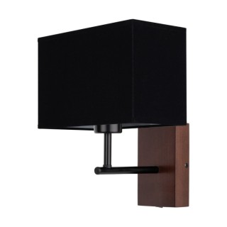 Applique en Bois de Hêtre couleur Noyer, Métal Noir et Tissu Noir,1xE27 Max.25W,SONAR,5722976