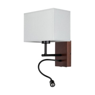 Applique en Bois de Hêtre couleur Noyer, Métal Noir et Tissu Gris, Incl. 1xLED Intégrée 2,5W,SONAR,5733976